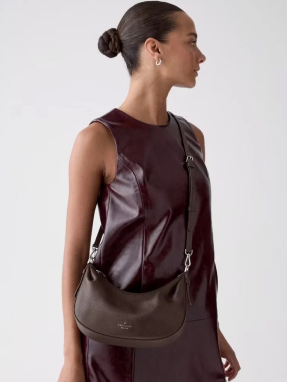 NWT Kate Spade KP883 Selene Pebbled Leather Shoulder Bag Crossbody In Hot Fudge - Picture 4 of 10